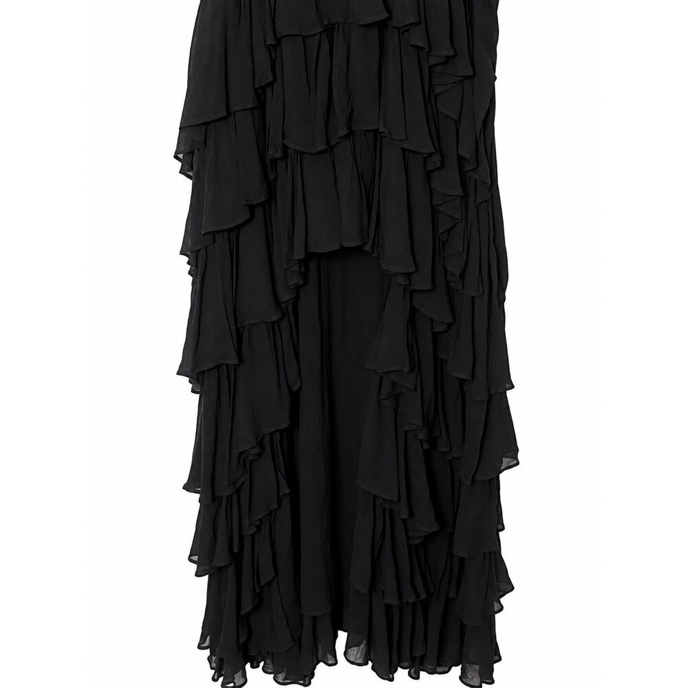 AllSaints Cavarly Maxi Dress Black Layered Ruffle Racerback US 8 UK 12 - Picture 3 of 8
